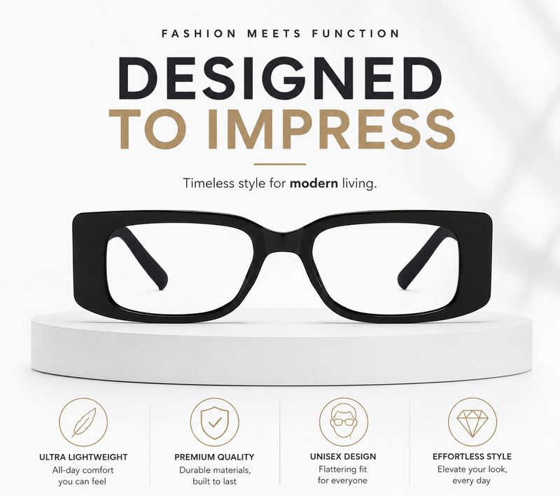 Prescription Reading Glasses, Fashion Wide Frame