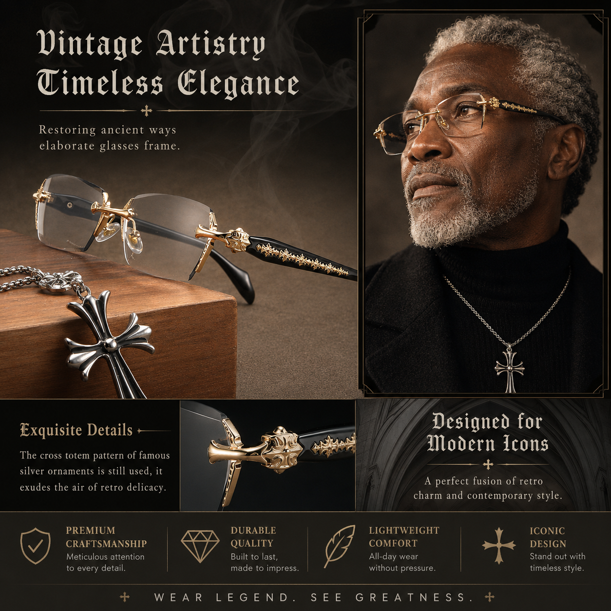 Prescription Reading Glasses, Luxury Rimless High-Definition Frame