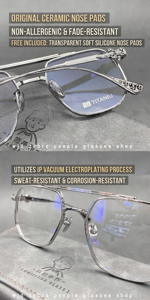 Prescription Glasses | Vintage Square Titanium Glasses, Luxury Carved Frame