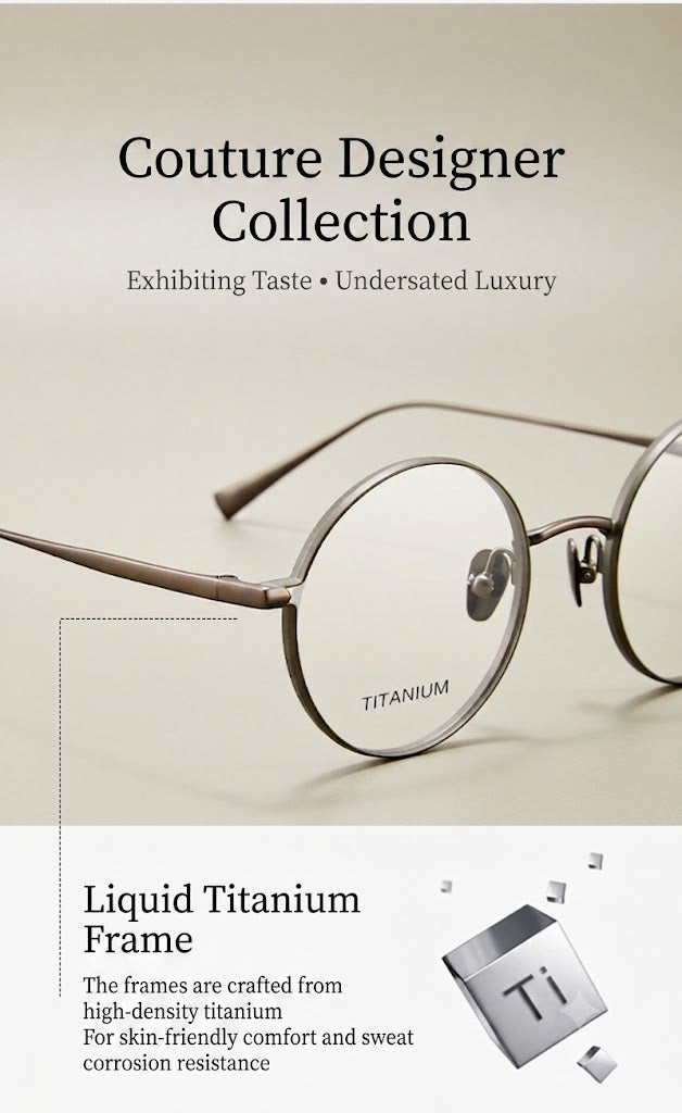 Prescription Glasses | Ultra-Light Round Titanium Glasses, 11g Designer Frame