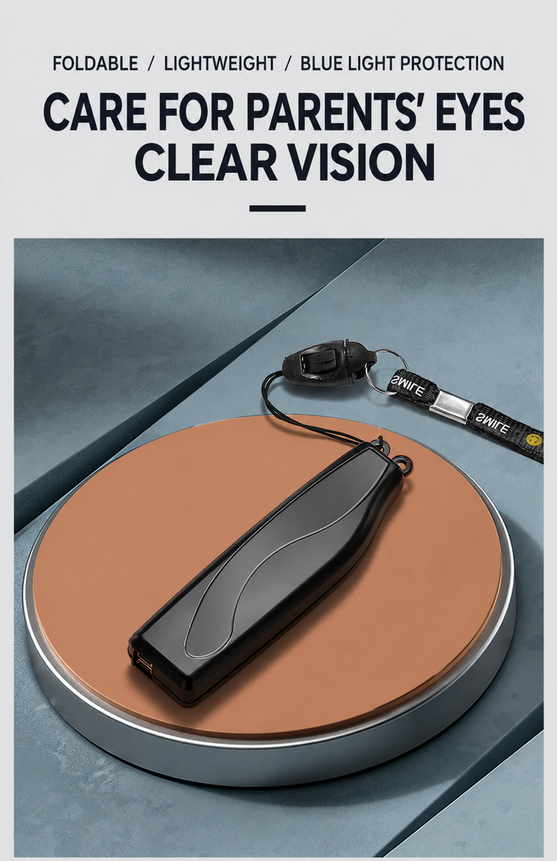 Prescription Reading Glasses, Folding Portable Frame with Neck Chain