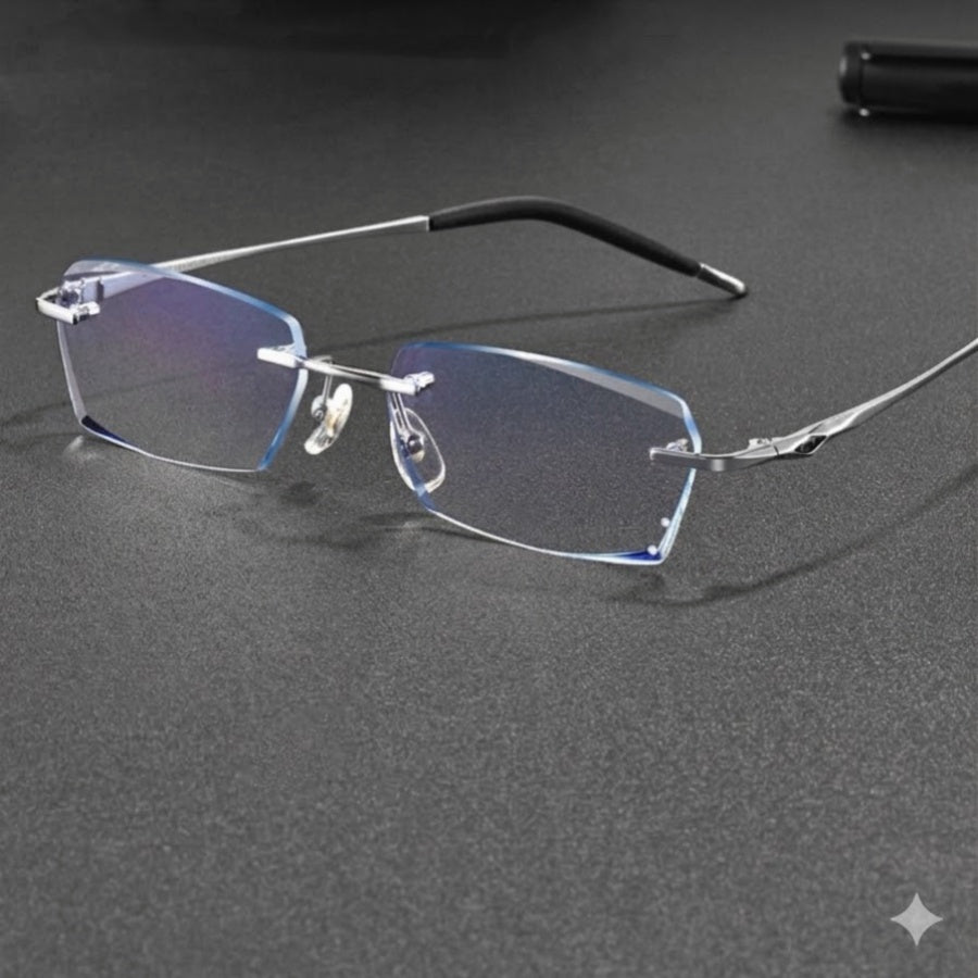 Lightweight Titanium Rimless Business Eyeglasses for Men, Versatile Frame for Work & Daily Commute