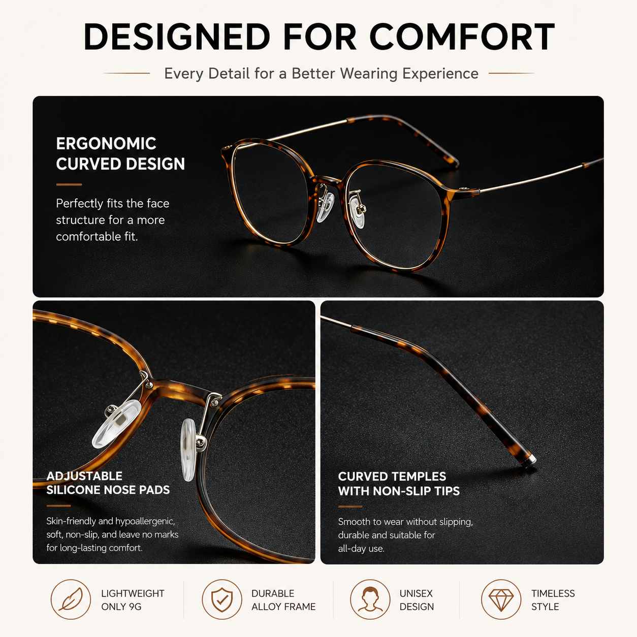 Prescription Reading Glasses, Luxury Round Frame