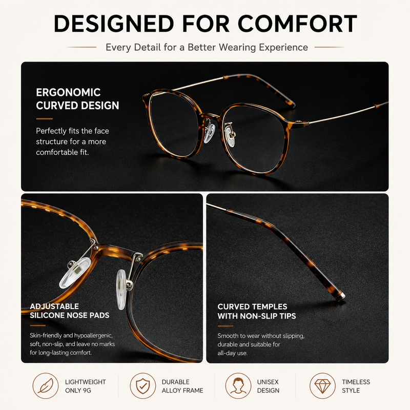 Prescription Reading Glasses, Luxury Round Frame