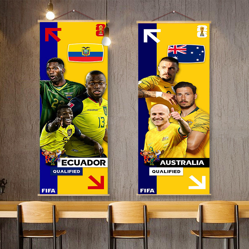 2026 World Cup National Team Fabric Hanging Banner | Football Theme Wall Decor Poster for Bar & Fan Party
