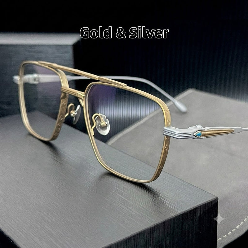 Prescription Glasses | Large Titanium Square Frame for Wide Faces