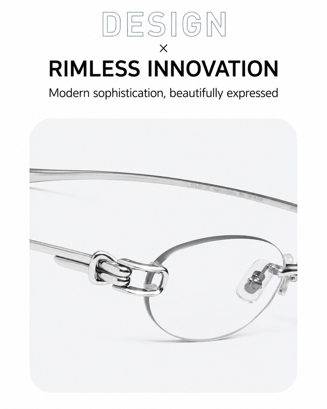 Prescription Eyeglasses | Oval Wire Knot Rimless Silver Frame