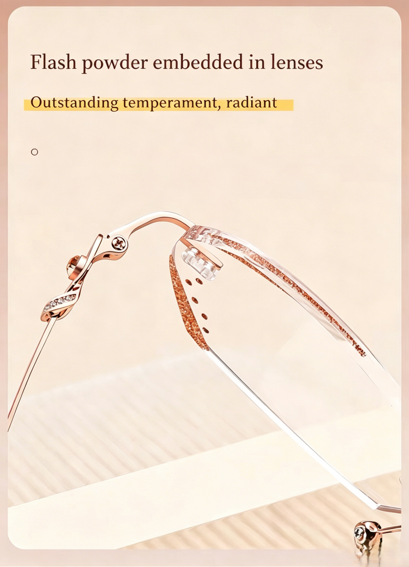Rimless Diamond Cut Prescription Reading Glasses For Women