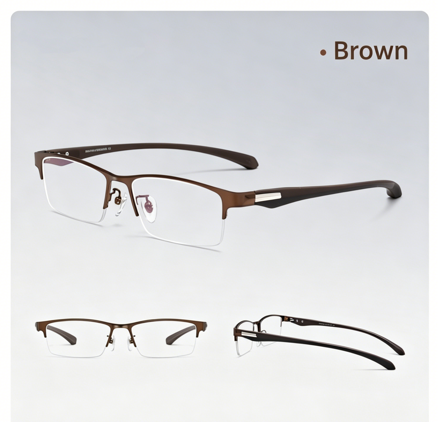Men Pure Titanium Business Eyeglasses Half Rim Prescription Available