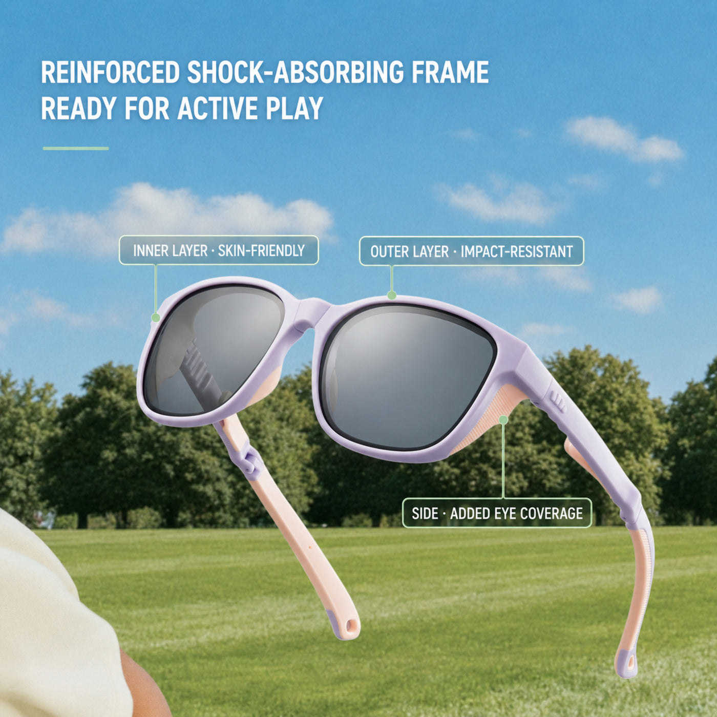 Kids Sunglasses, UV400 Outdoor Sports Protective Fashion Frame