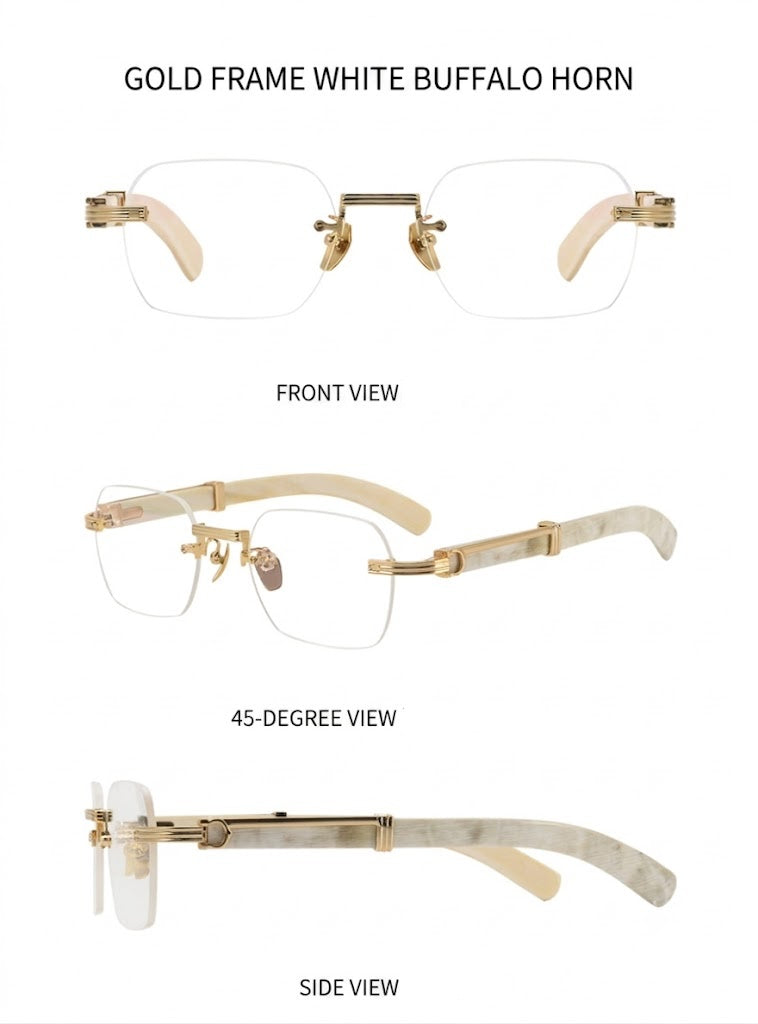 Prescription Glasses | Rimless Buffalo Horn Business Frame