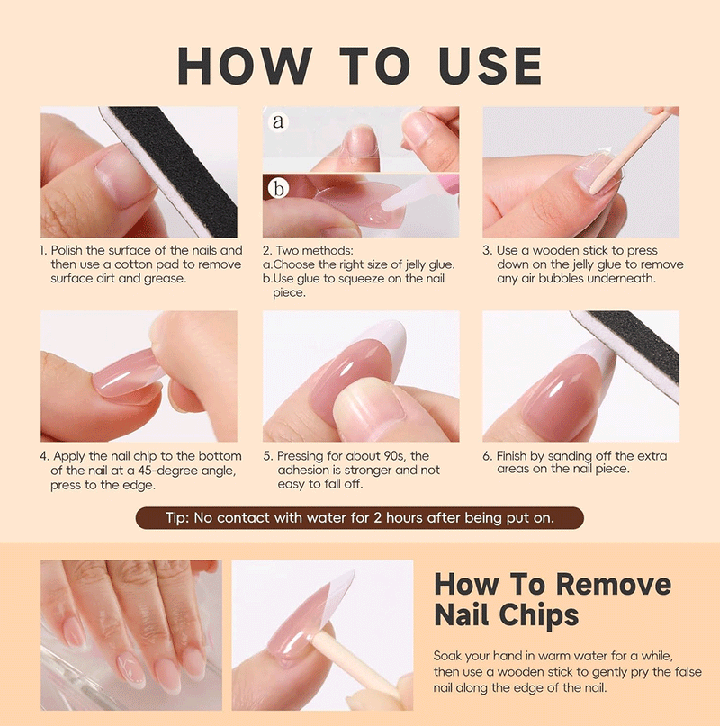 Press-on Nails 24Pcs, False Nail Tips With Jelly Glue & Nail File