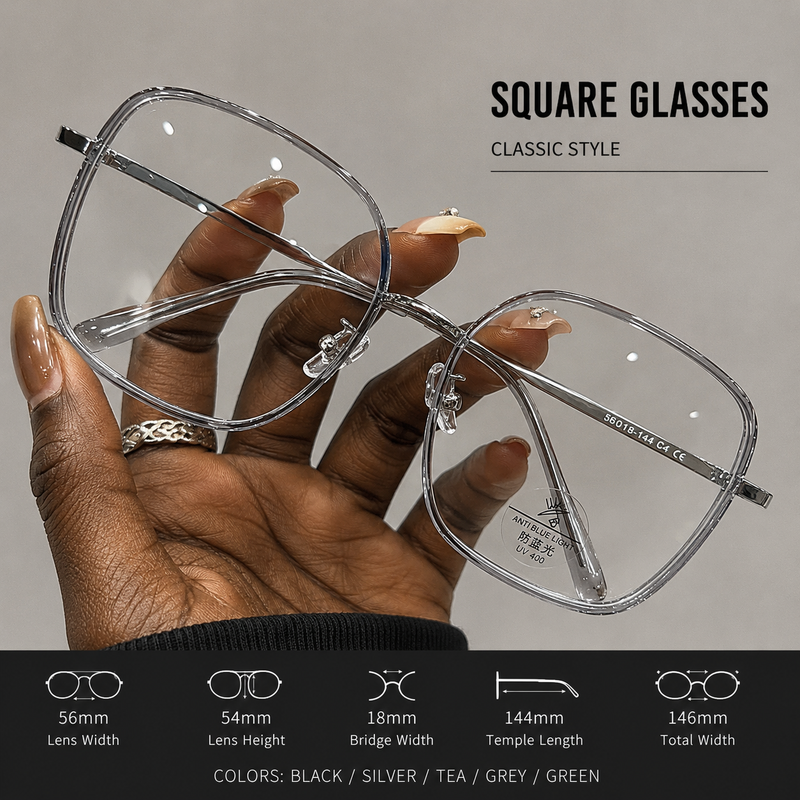 Women Ice Blue Oversized Glasses | Fashion Eyewear