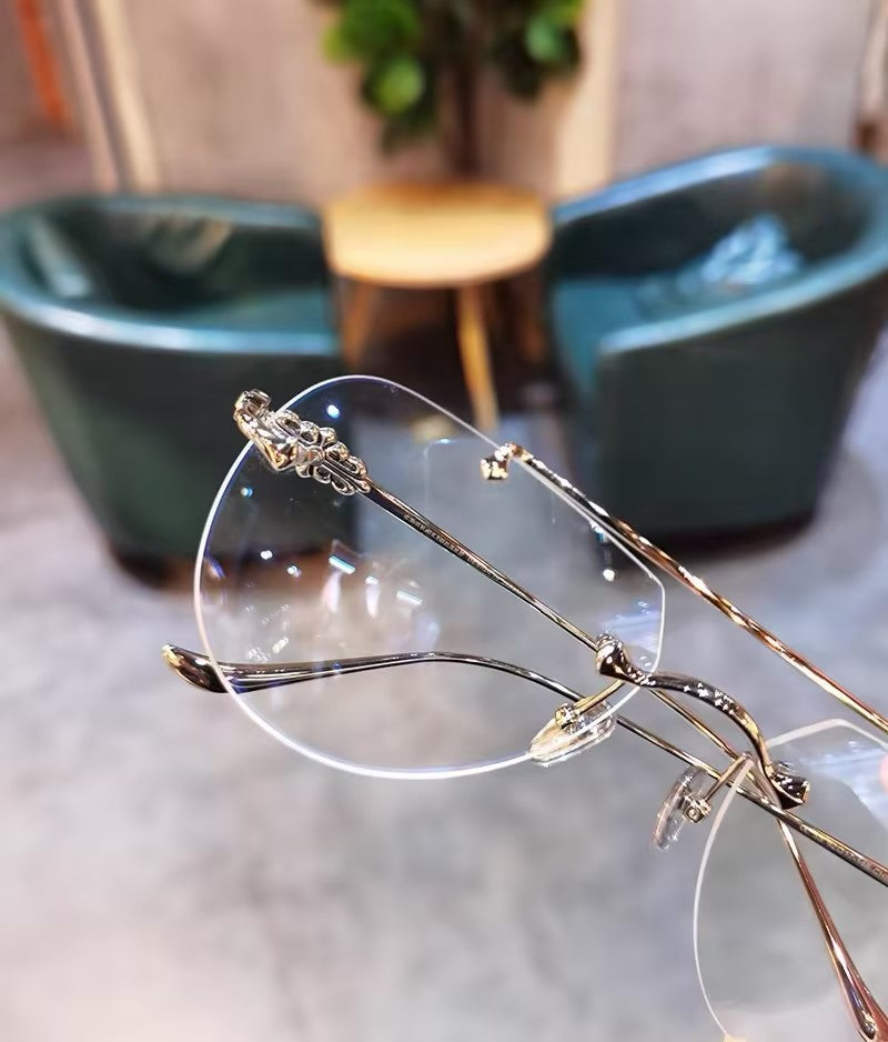 Prescription Glasses, Rimless Double Bridge