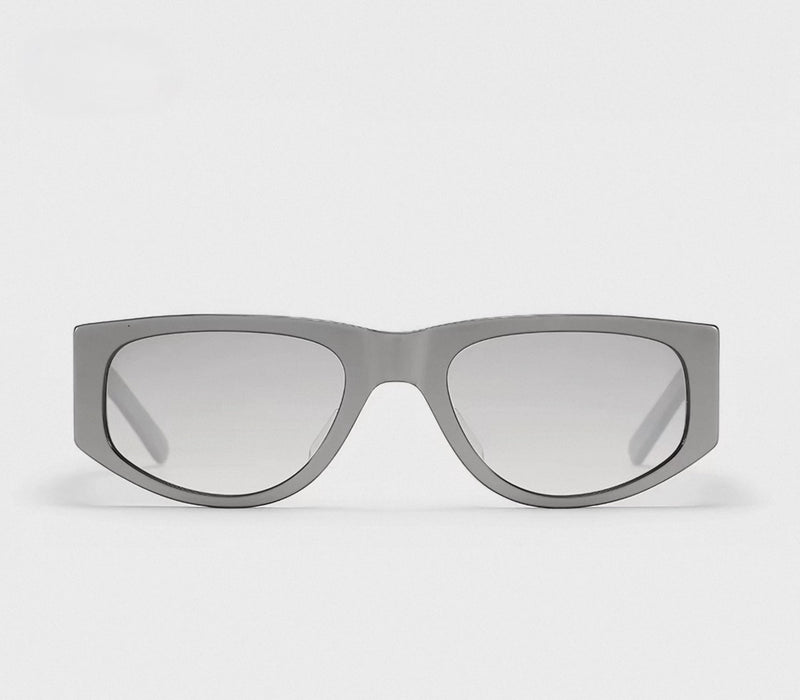 Sunglasses, Futuristic Matte Metallic Cat Eye Acetate Eyewear