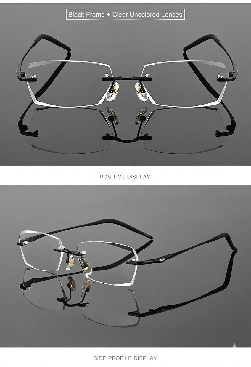 Lightweight Titanium Rimless Business Eyeglasses for Men, Versatile Frame for Work & Daily Commute