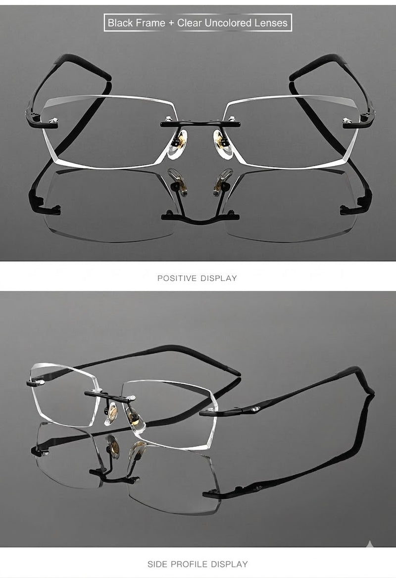 Lightweight Titanium Rimless Business Eyeglasses for Men, Versatile Frame for Work & Daily Commute