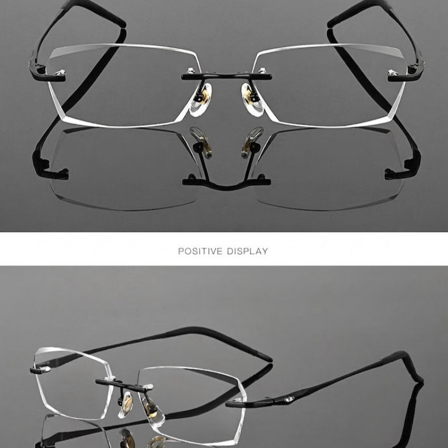 Lightweight Titanium Rimless Business Eyeglasses for Men, Versatile Frame for Work & Daily Commute
