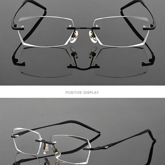 Lightweight Titanium Rimless Business Eyeglasses for Men, Versatile Frame for Work & Daily Commute