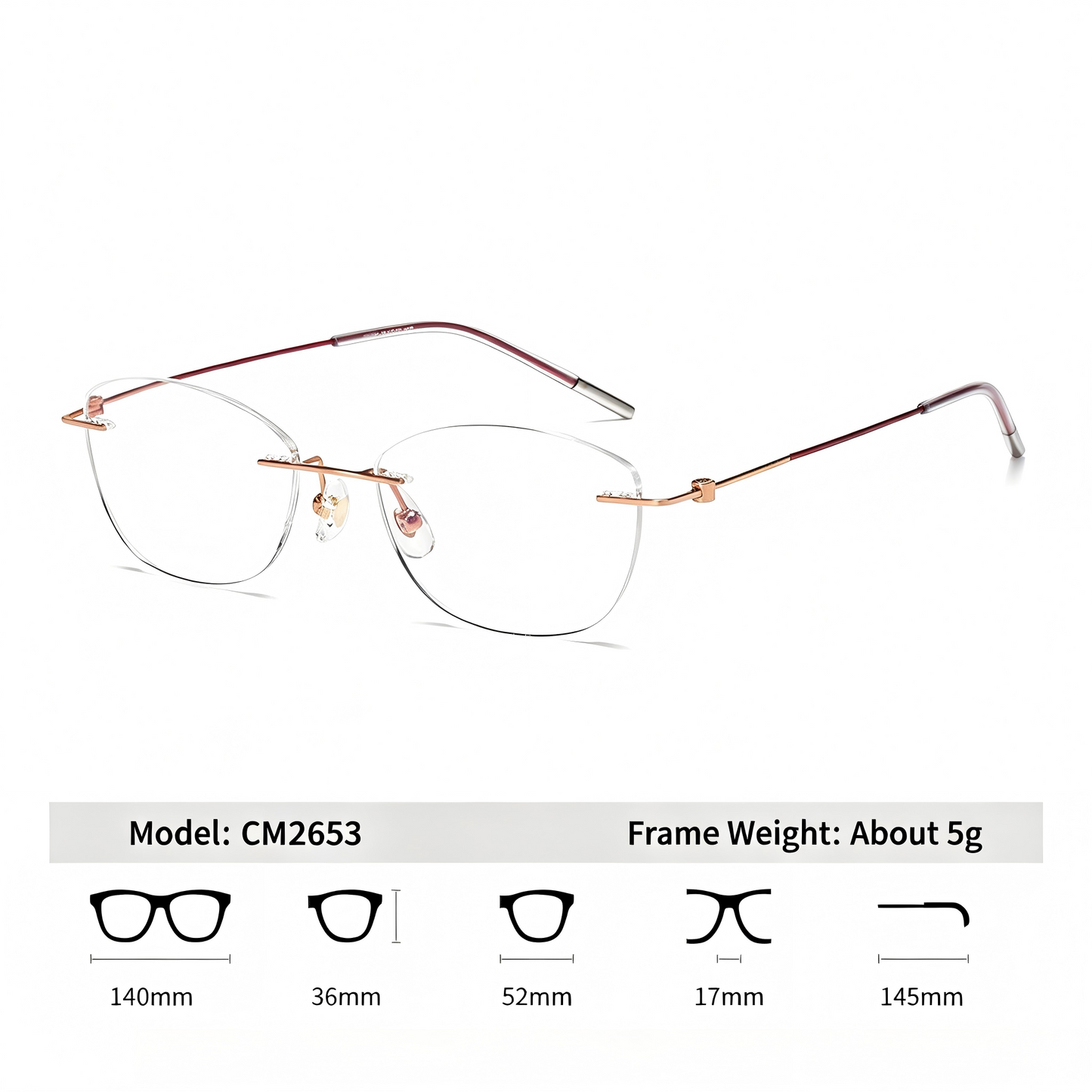 Women Minimal Rimless Glasses | Thin Fashion Eyewear