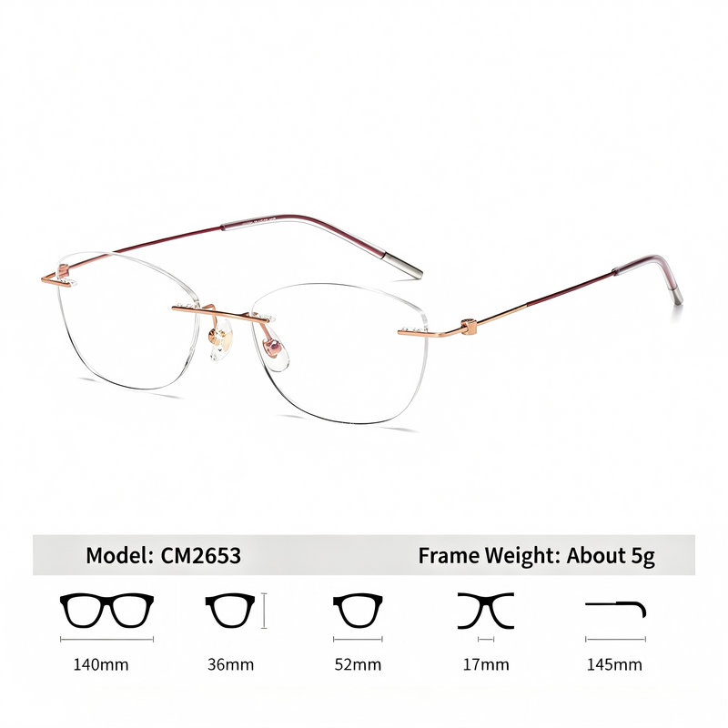 Women Minimal Rimless Glasses | Thin Fashion Eyewear