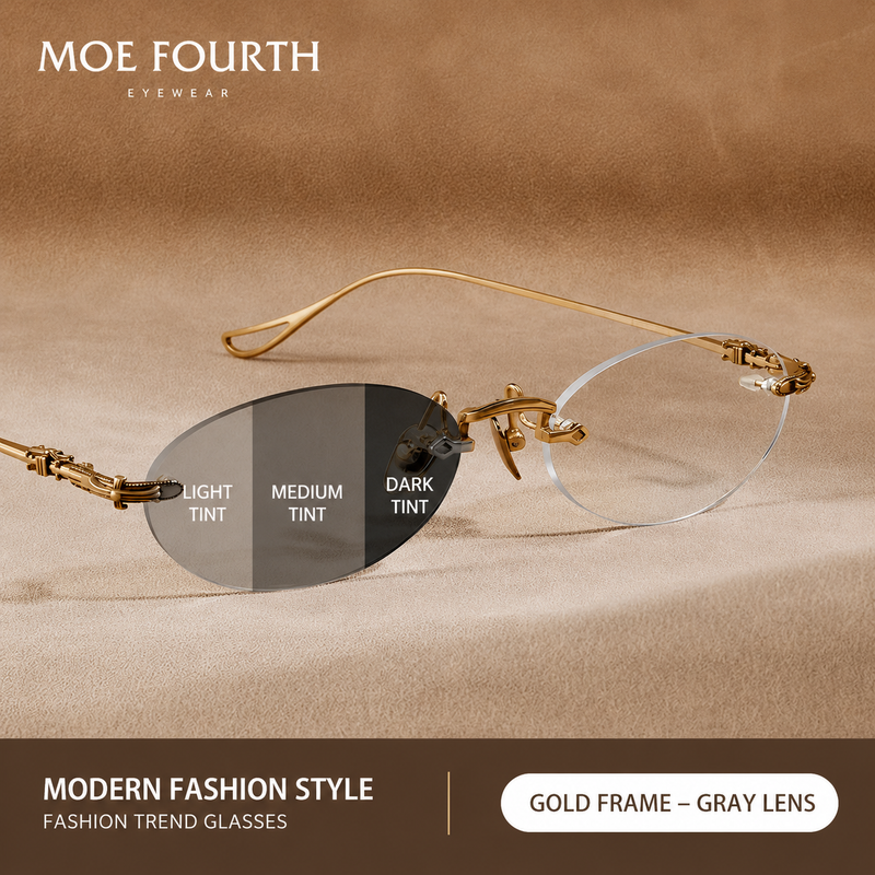 Prescription Women’s Eyeglasses | Ultralight Rimless Pure Titanium Frame with Gradient Lenses