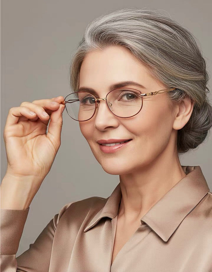 Elegant Half Rim Prescription Reading Glasses with Complete Accessories