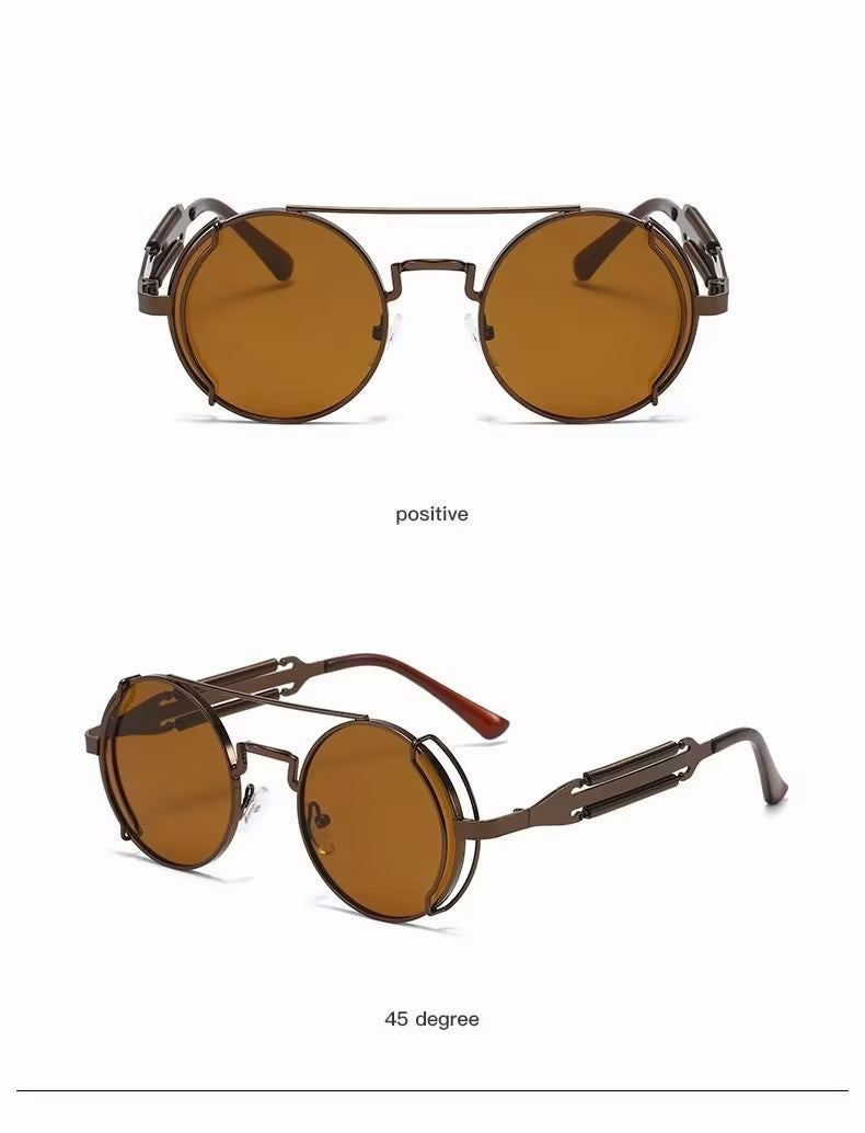 Sunglasses | Steampunk Double Bridge Round Metal, 13 Color Option