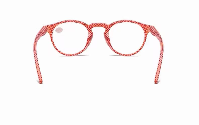 Prescription Reading Glasses, Fashionable Plaid Round Presbyopia Frames