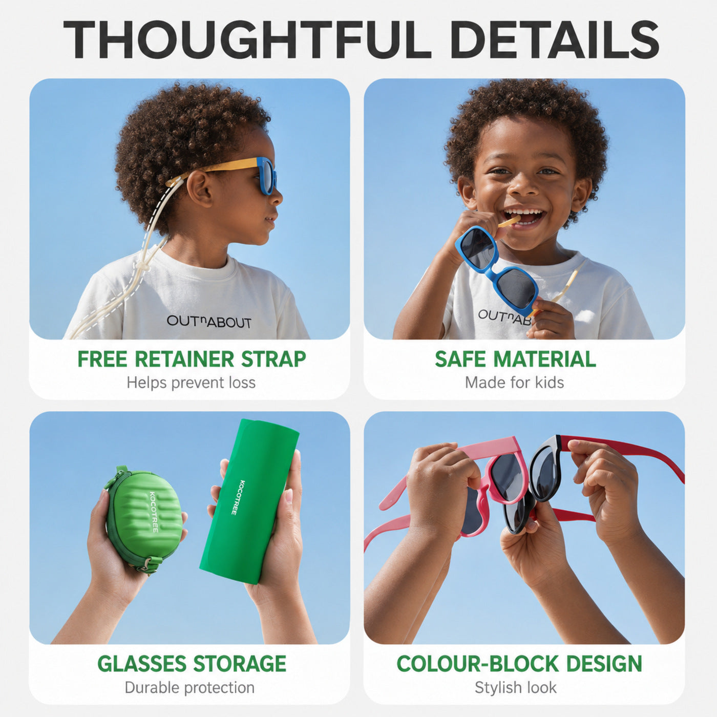 Kids Sunglasses, Polarized UV400 Sun Protection Outdoor Shades