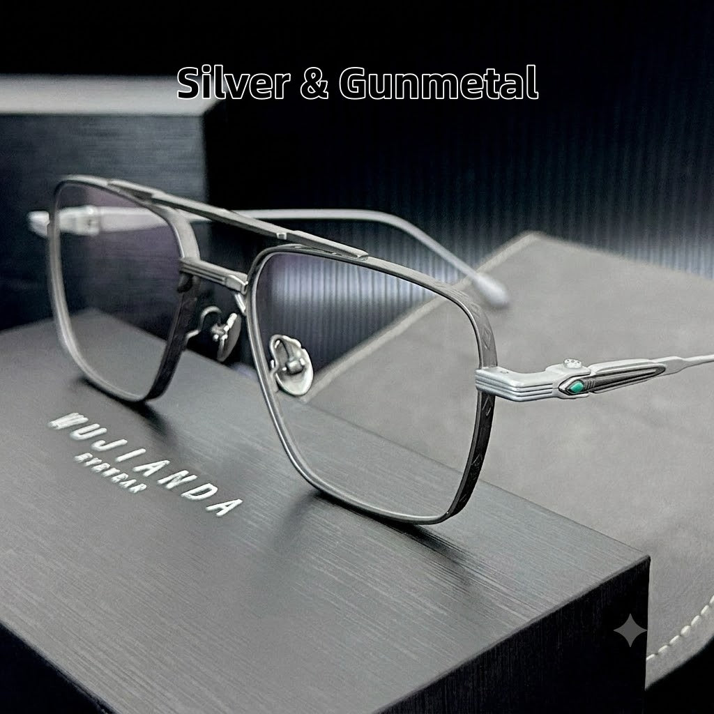 Prescription Glasses | Large Titanium Square Frame for Wide Faces