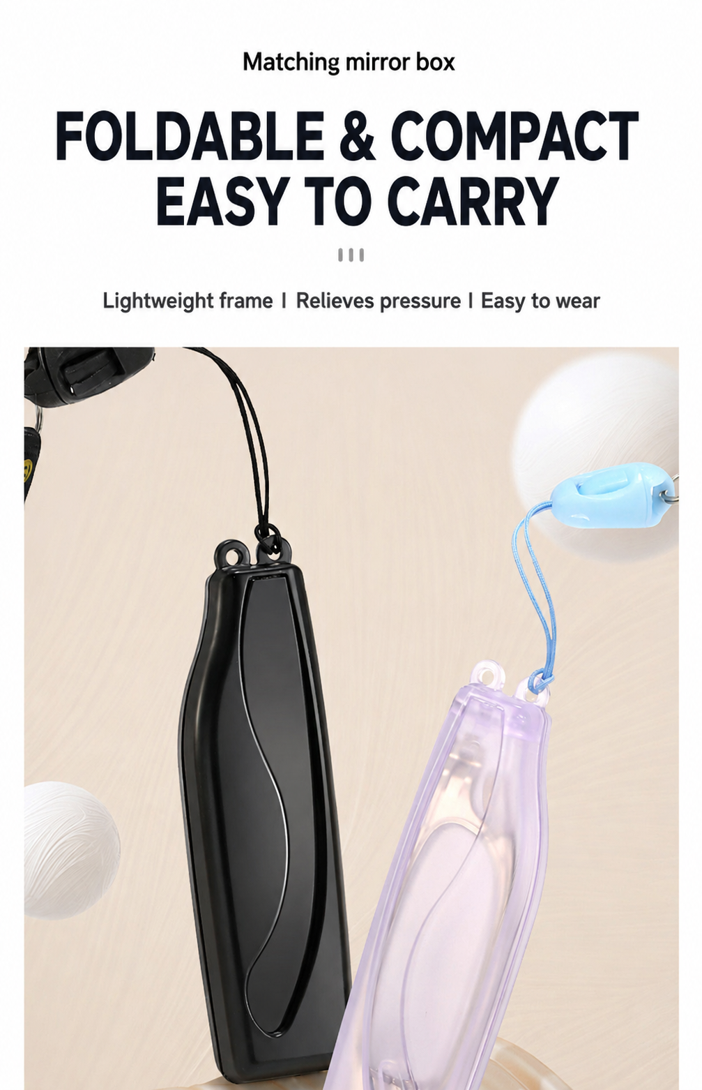 Prescription Reading Glasses, Folding Portable Frame with Neck Chain