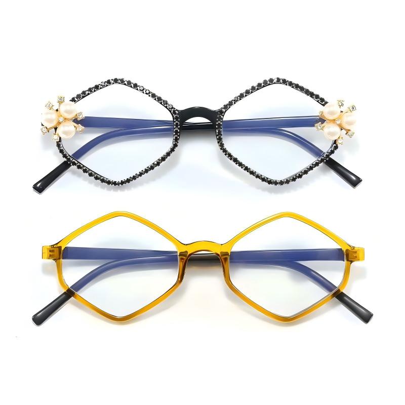 Prescription Reading Glasses, Elegant Metal Hinge Diamond-Accent Frame