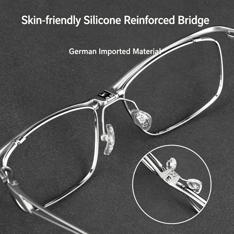 Men Foldable Pure Titanium Rx Glasses, Office Anti Blue Light Resin Lenses, 4 Color Options