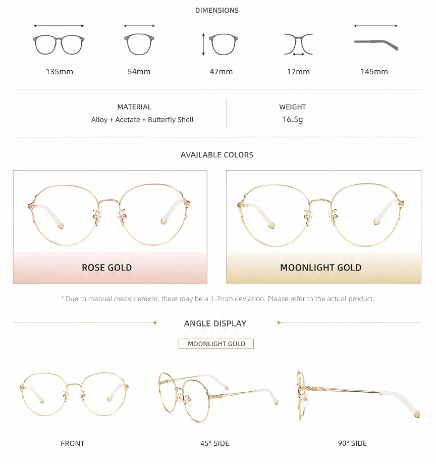 Prescription Women’s Eyeglasses | Rose Rococo Butterfly Shell Rimless Frame