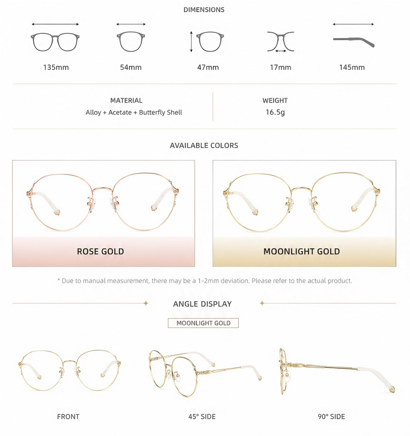 Prescription Women’s Eyeglasses | Rose Rococo Butterfly Shell Rimless Frame
