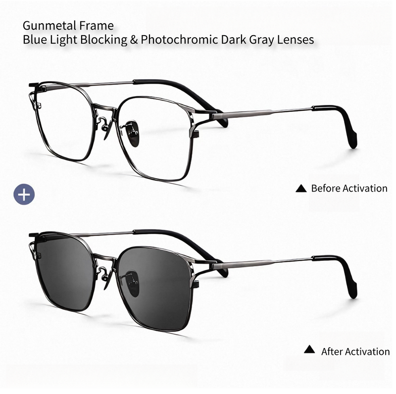 Prescription Glasses｜Photochromic Lenses, 3 Metal Frame Colors Optional
