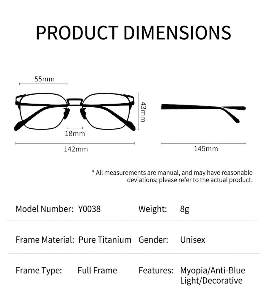 Prescription Eyeglasses | 8g Ultra-Light Full-Rim Titanium Glasses