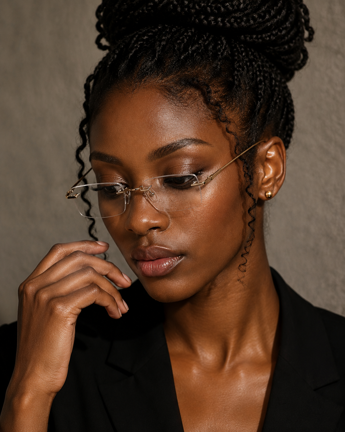 Prescription Eyeglasses | Rimless Ultra-Light Titanium Frame for Wide Face