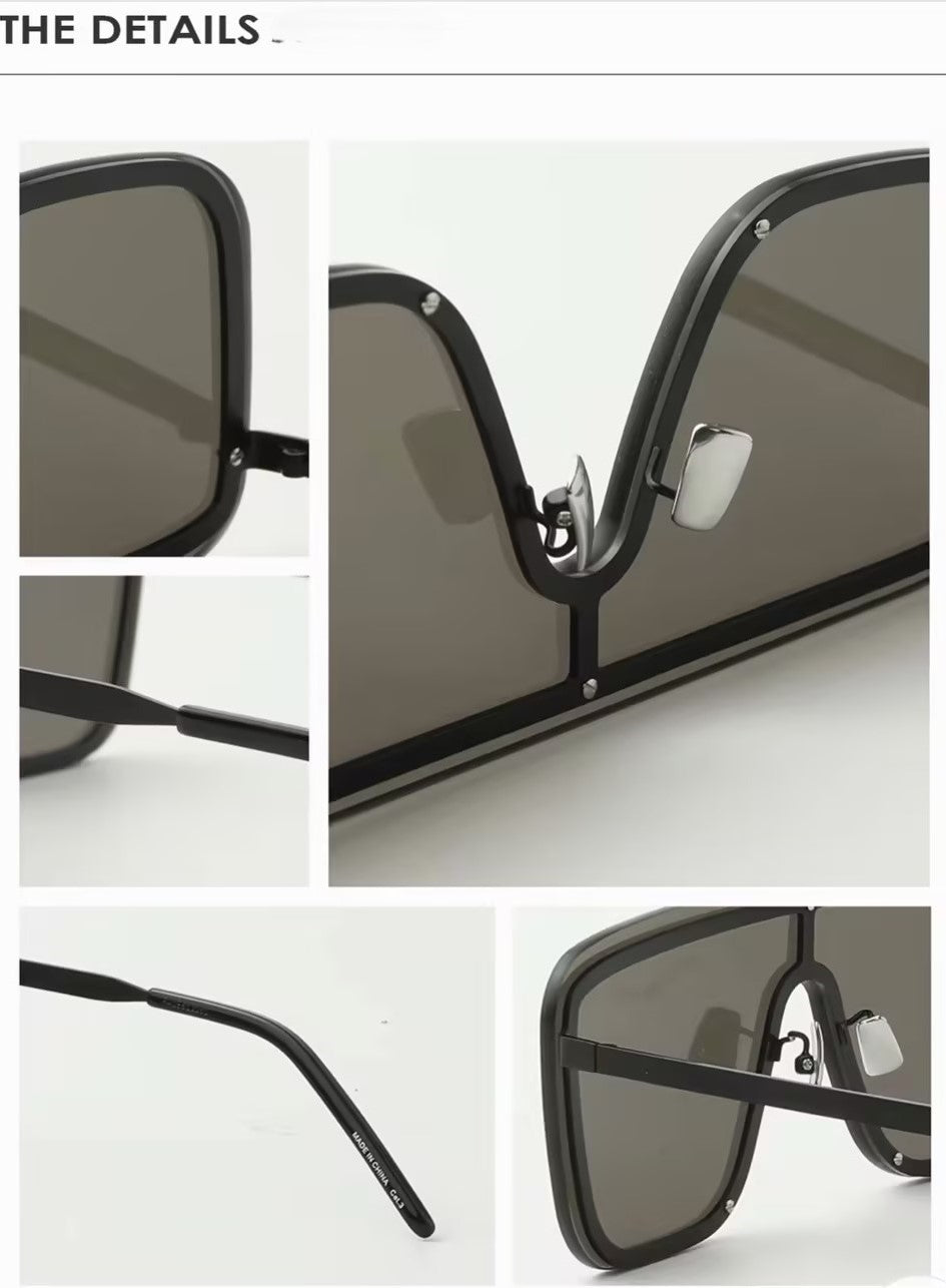 Sunglasses Luxury One-Piece Flat Top Square Stainless Steel
