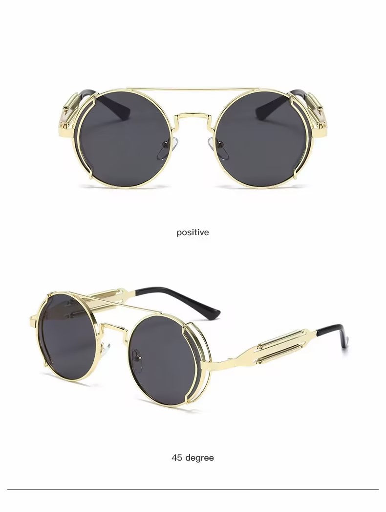 Sunglasses | Steampunk Double Bridge Round Metal, 13 Color Option