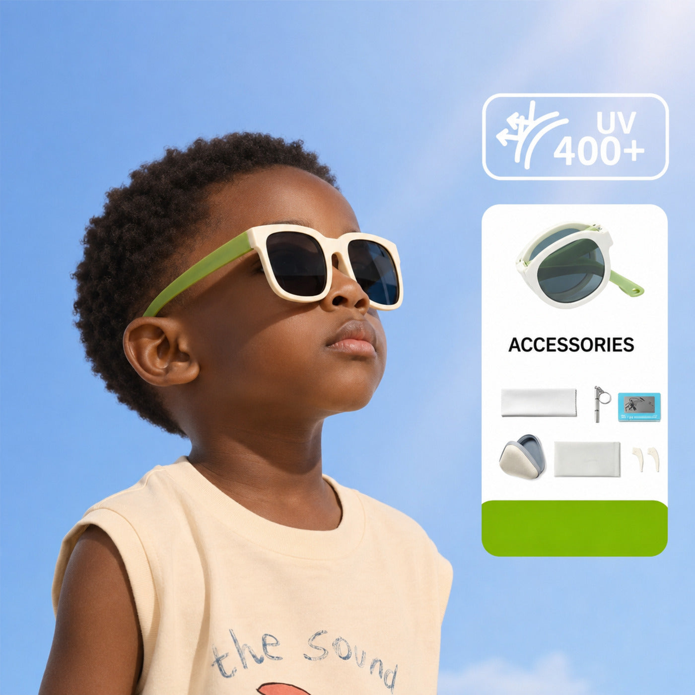 Kids Sunglasses, UV400 Protective Outdoor Sunshade Frame