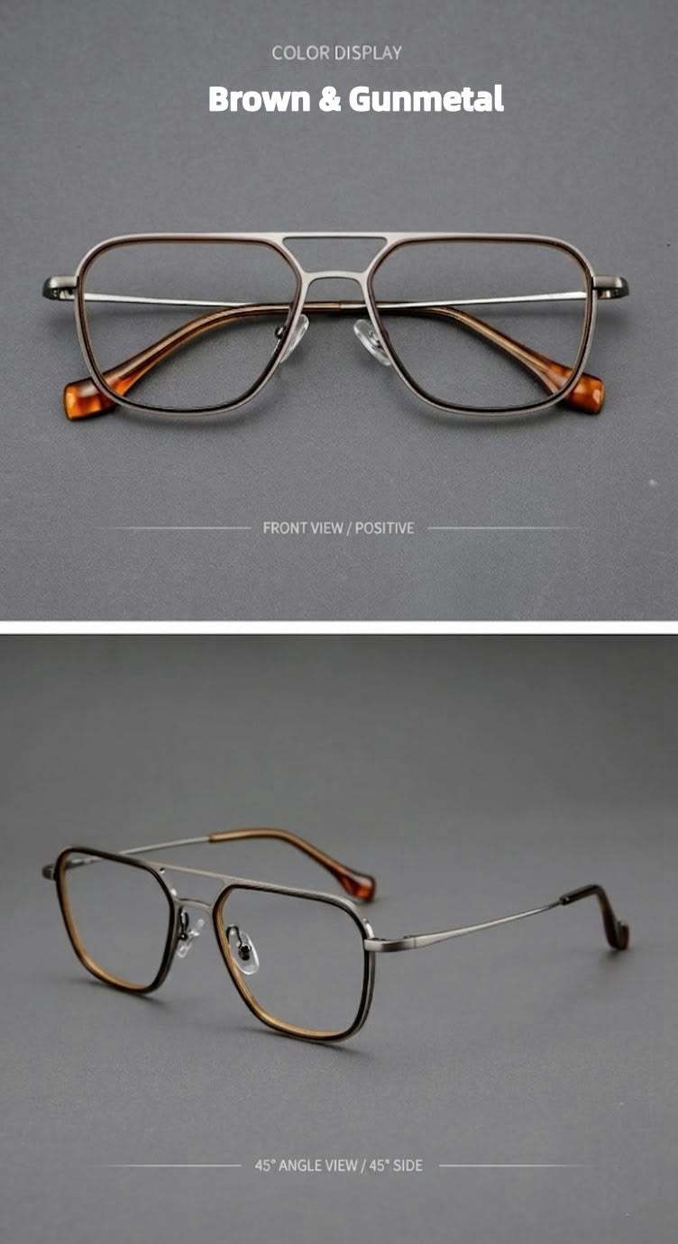 Prescription Men’s Eyeglasses | Titanium Double Bridge Optical Frame