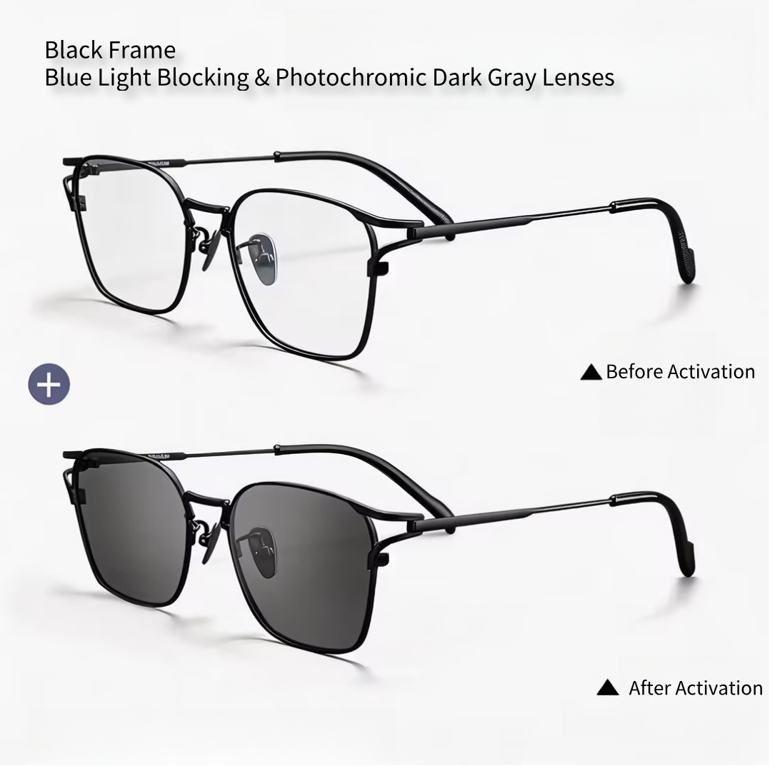 Prescription Glasses｜Photochromic Lenses, 3 Metal Frame Colors Optional