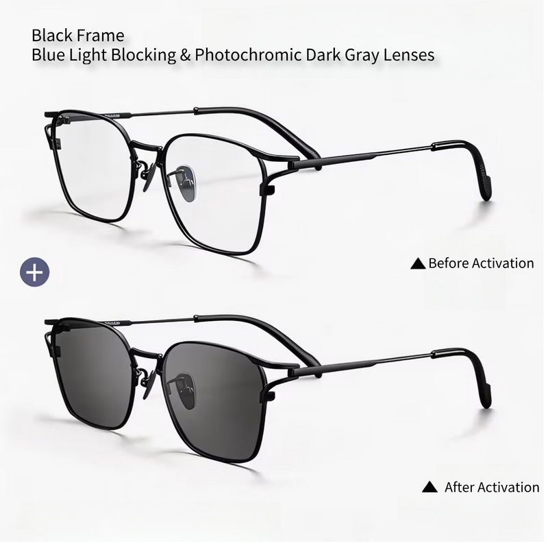 Prescription Glasses｜Photochromic Lenses, 3 Metal Frame Colors Optional