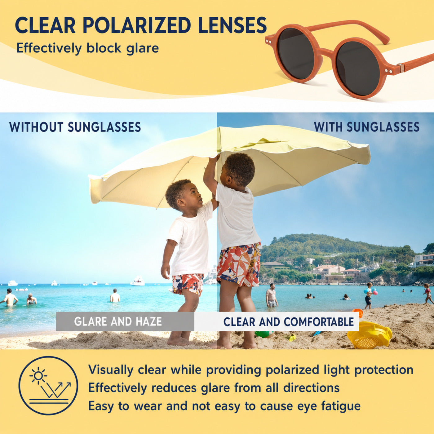 Kids Sunglasses, Polarized UV400 Outdoor Protective Shades
