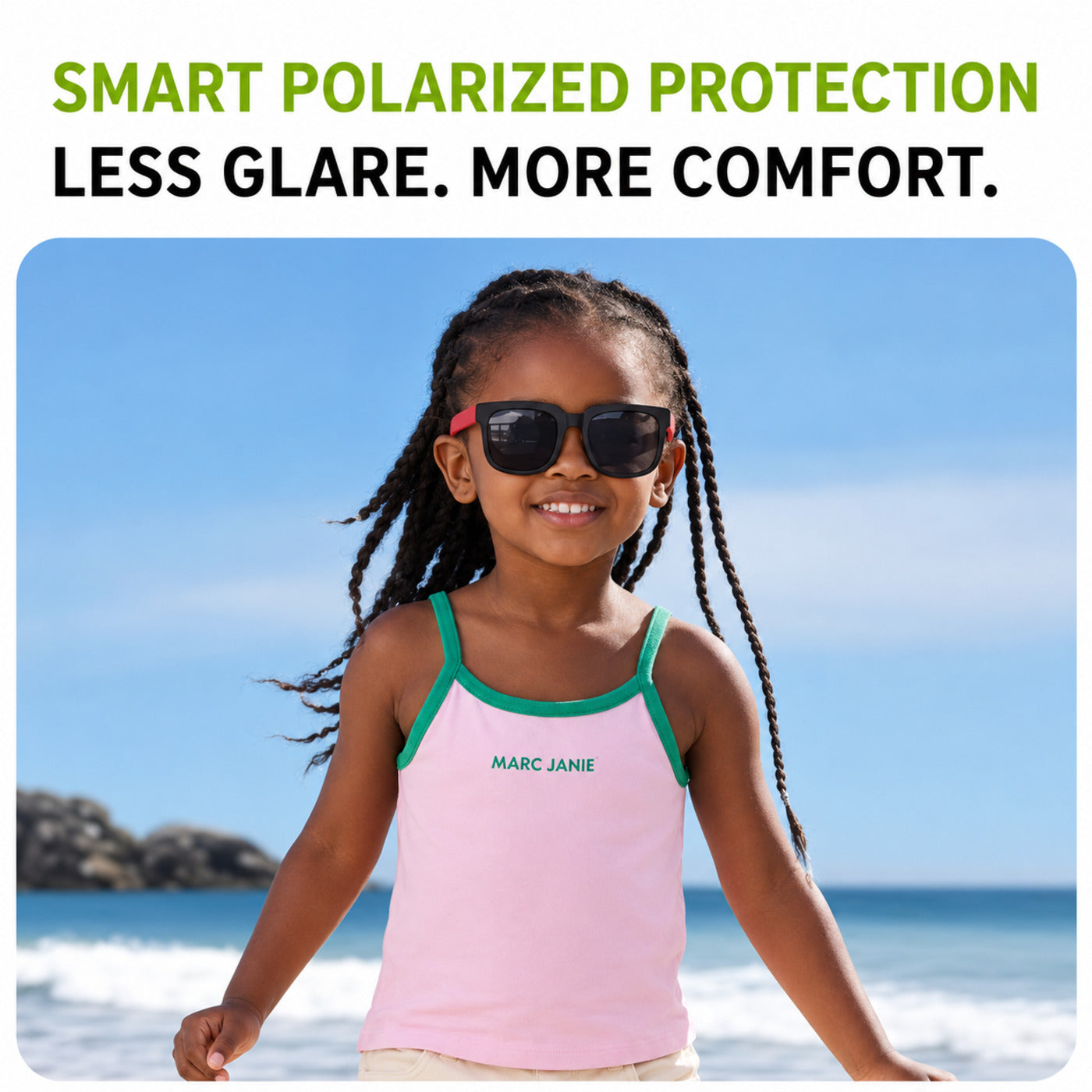 Kids Sunglasses, UV400 Protective Outdoor Sunshade Frame
