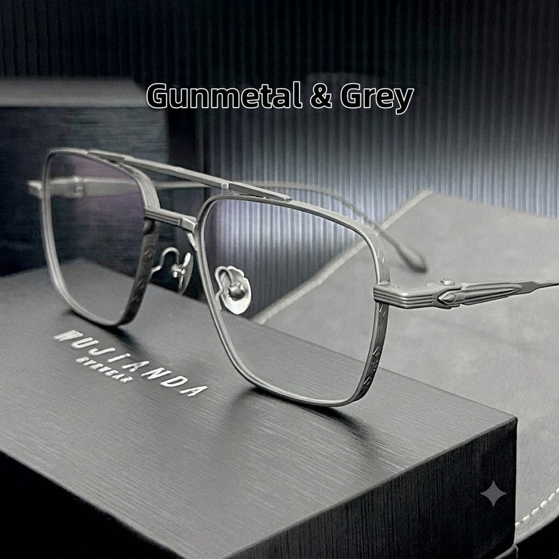 Prescription Glasses | Large Titanium Square Frame for Wide Faces