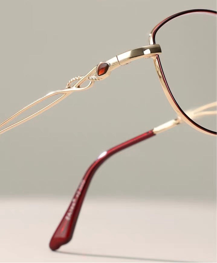 Elegant Half Rim Prescription Reading Glasses with Complete Accessories