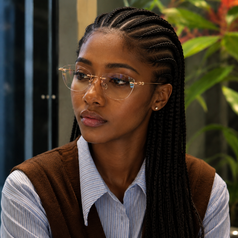 Women Minimal Rimless Glasses | Thin Fashion Eyewear